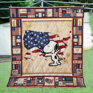 Snoopy Usa Flag 3D Quilt  Quilt
